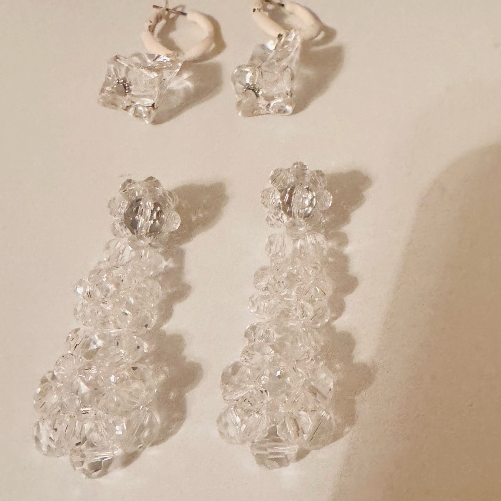 Set of 2 Clear Acrylic Earrings, Ice Cube Earrings and Clear Dangle Earrings - Picture 7 of 7